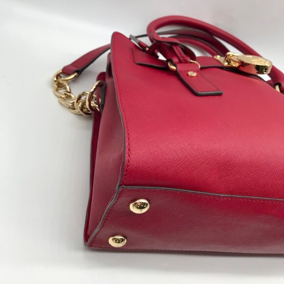Michael Kors Red Saffiano Leather Hamilton Tote - Picture 7 of 10